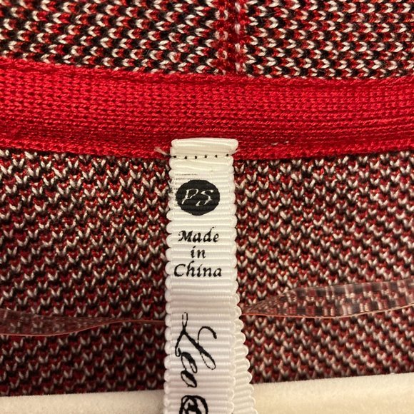 Cardigan Leo & Nicole Sz PS Red Black Plaid Sweater Open Front Grandma-Core - Picture 8 of 12
